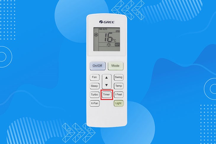 Nhấn chọn nút TIMER để hẹn giờ bật máy tự động