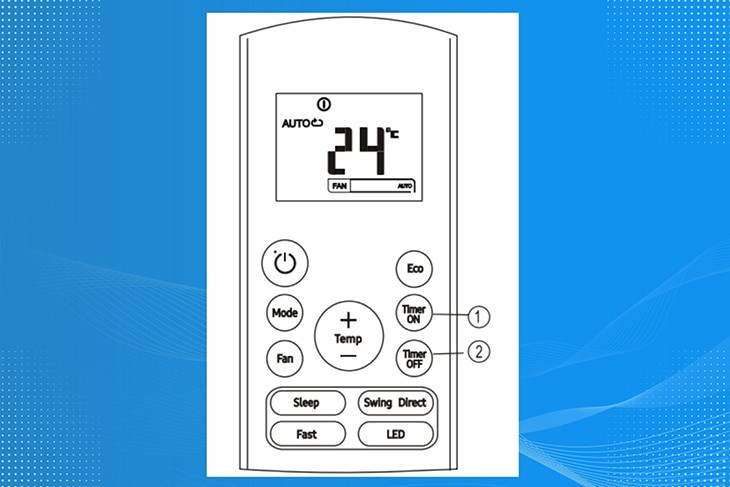 Bạn nhấn nút Timer  ON hoặc Timer OFF để cài đặt thời gian bật tắt trên máy lạnh Samsung