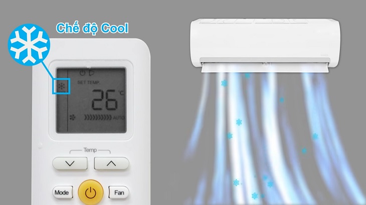 Sửa chữa máy lạnh tại nhà với chế độ làm lạnh của remote
