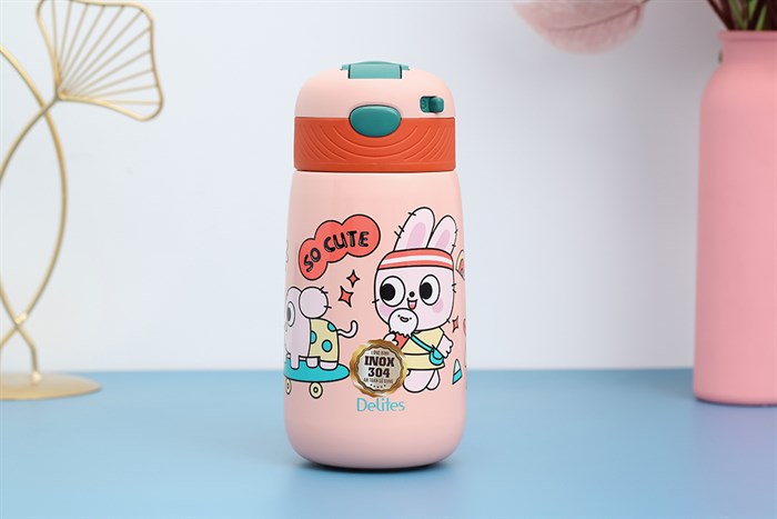 Bình giữ nhiệt Inox 480 ml Delites X22 với thiết kế đáng yêu, bắt mắt, giúp trẻ hứng thú trong việc uống nước