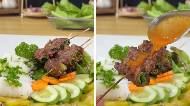Cách làm bò cuốn cải xanh nướng thơm ngon tại nhà
