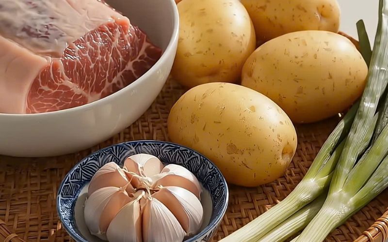 Nguyên liệu cần chuẩn bị cho món bò xào khoai tây