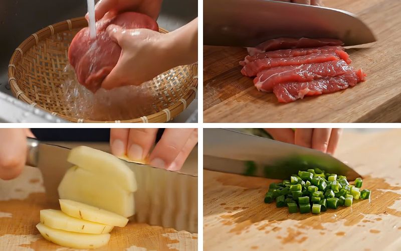 Sơ chế nguyên liệu gọn gàng giúp món ăn chín đều hơn.