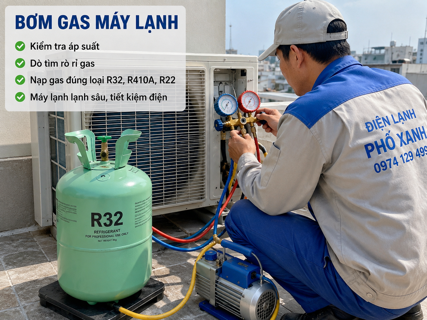 Bơm gas máy lạnh