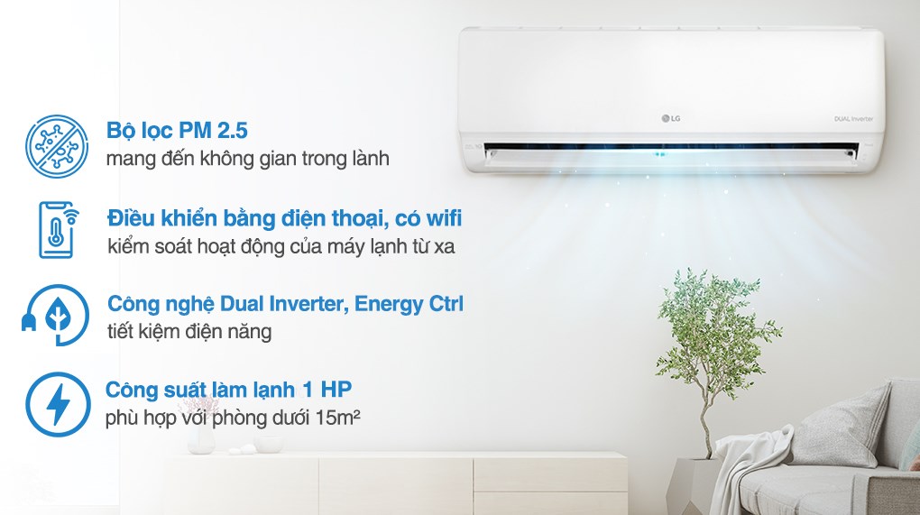 14 Cách bật điều hòa tiết kiệm điện hiệu quả nhất mùa nắng nóngg suất làm lạnh 1 HP - 8.800 BTU đáp ứng nhu cầu sử dụng trong phòng dưới 15m²