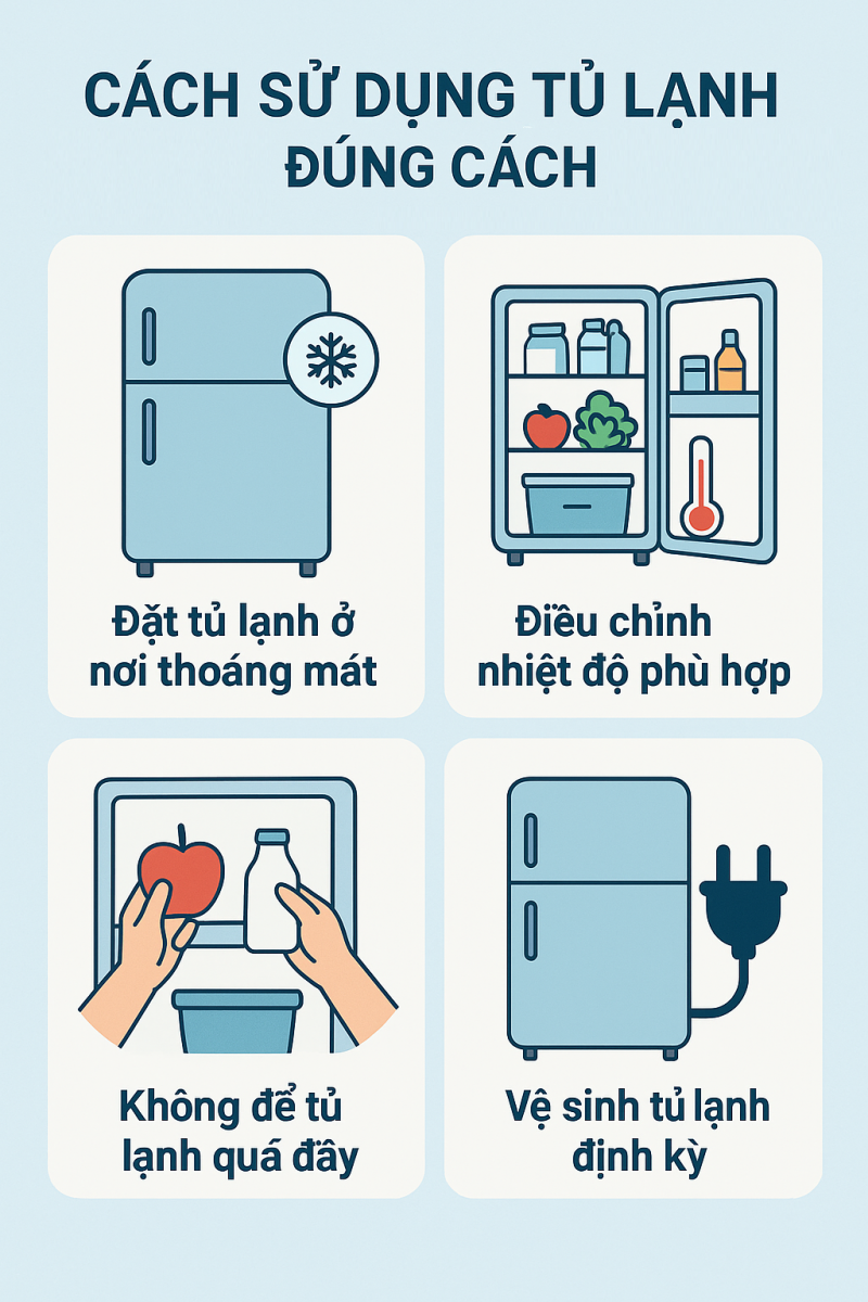 Cách sử dụng tủ lạnh đúng cách để tiết kiệm điện và kéo dài tuổi thọ