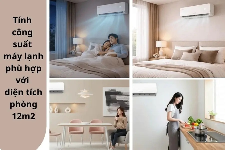 Phòng 12m2 nên dùng máy lạnh bao nhiêu BTU, mấy ngựa?