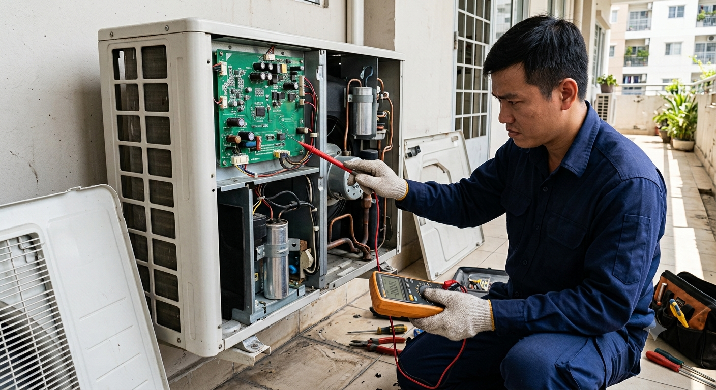 Cục nóng máy lạnh không chạy - Nguyên nhân và cách xử lý