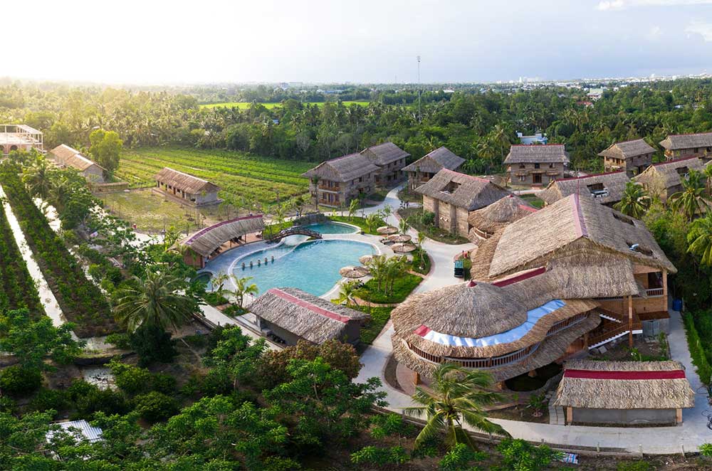 Toàn cảnh Mekong Lodge từ trên cao 