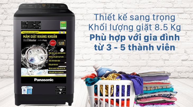 Máy giặt Panasonic 8.5 Kg NA-F85A9BRV thiết kế nhỏ gọn, phù hợp với mọi không gian nội thất