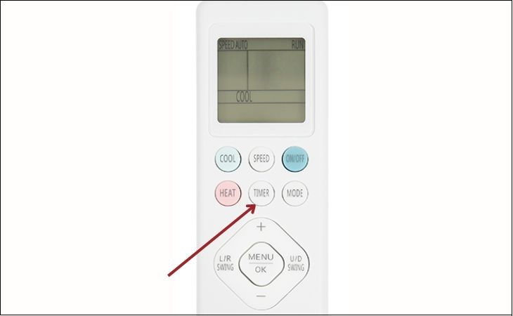 Nhấn nút TIMER khi máy lạnh đang tắt để kích hoạt chế độ hẹn giờ bật