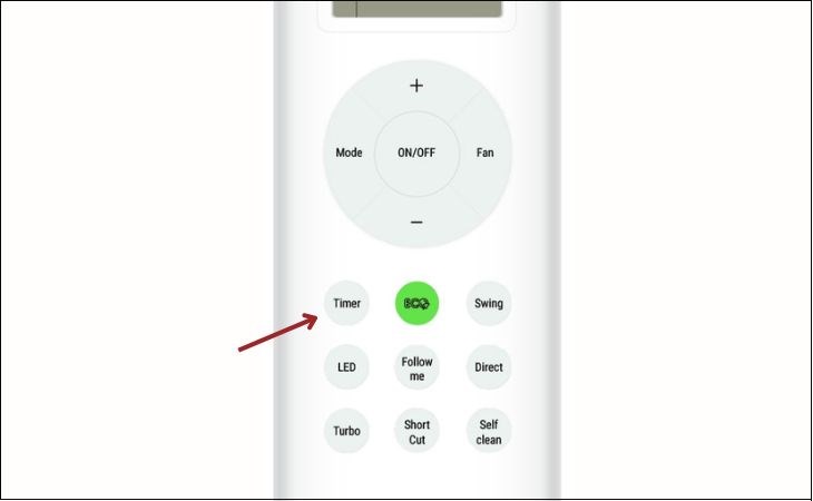 Nhấn nút TIMER 1 lần để kích hoạt chế độ hẹn giờ bật trên máy lạnh Casper dòng I Series