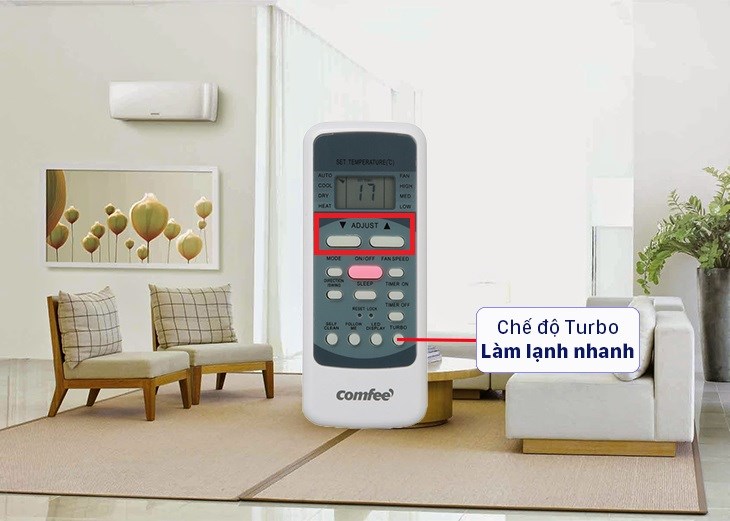 Thực hiện thao tác đơn giản bấm vào nút ADJUST có mũi tên lên/xuống