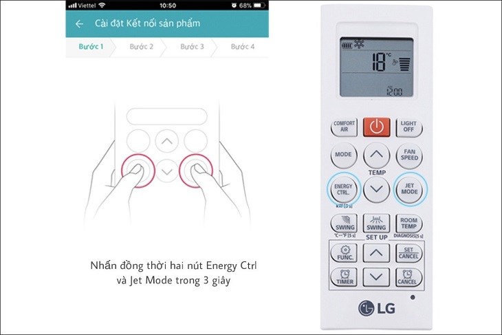 Nhấn cùng lúc 2 phím Energy Ctrl và Jet mode trong 3 giây đến khi máy kêu bíp và xuất hiện biểu tượng wifi