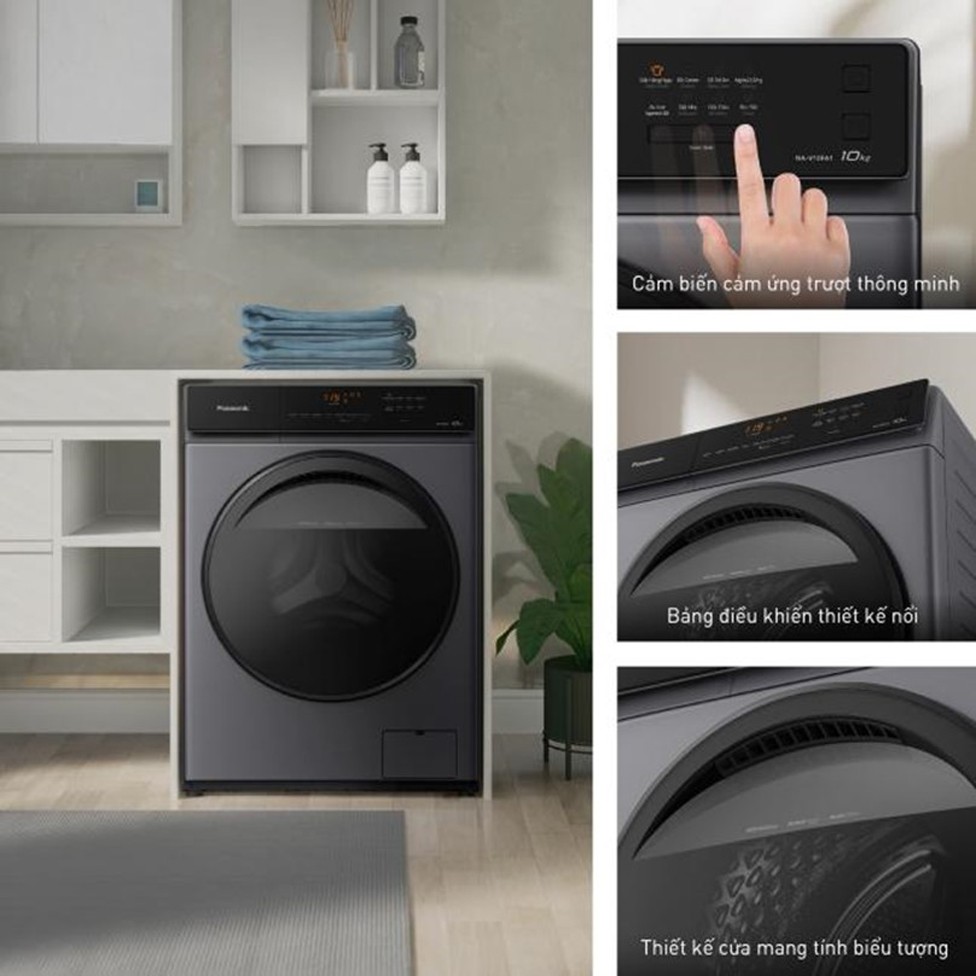 Máy giặt thông minh Panasonic NA-V10FA1LVT tích hợp công nghệ AI giúp tiết kiệm điện nước và giặt sạch hiệu quả.