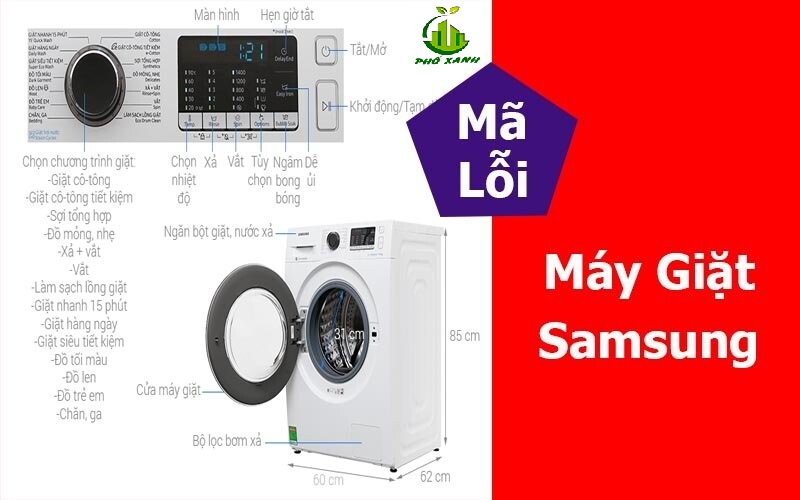 Bảng mã lỗi máy giặt Samsung chi tiết nhất và hướng khắc phục