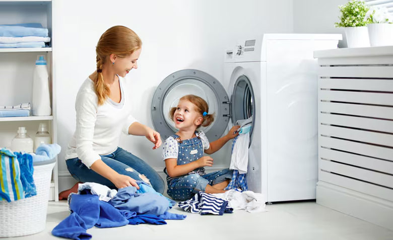 Máy giặt không chạy thời gian - Giảm tải lượng quần áo và cân chỉnh lồng giặt