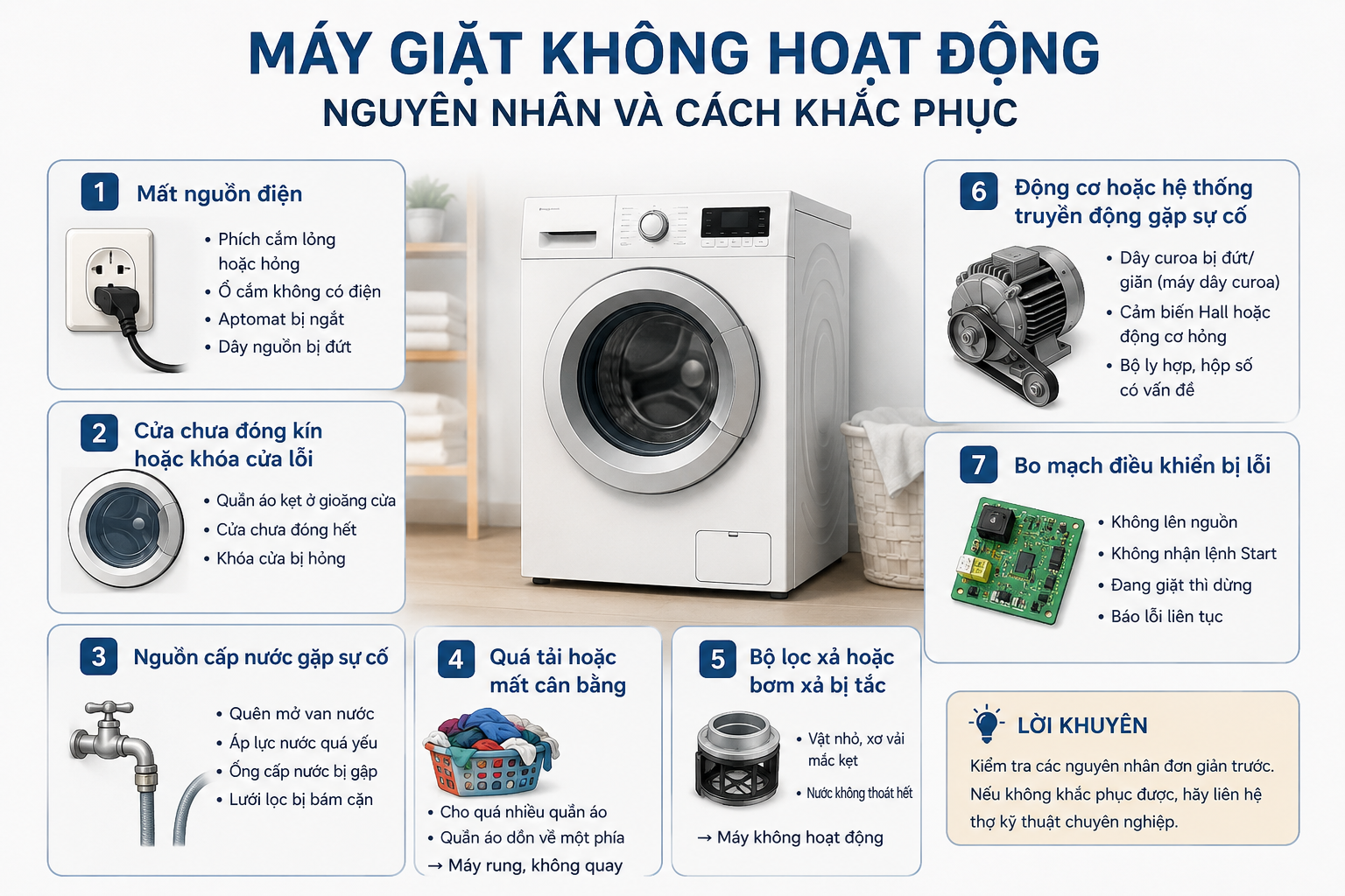 Máy giặt không hoạt động