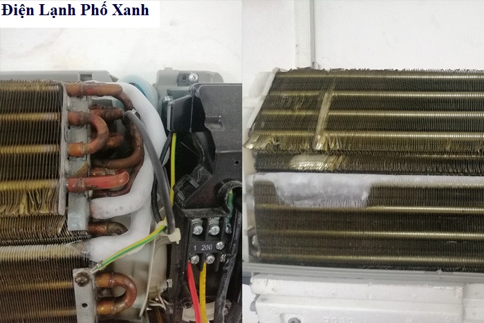 máy lạnh bị đóng tuyết