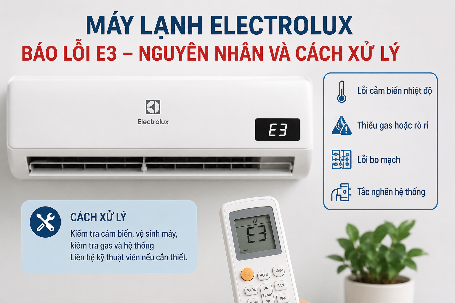 Máy lạnh Electrolux báo lỗi E3 - Nguyên nhân và cách xử lý