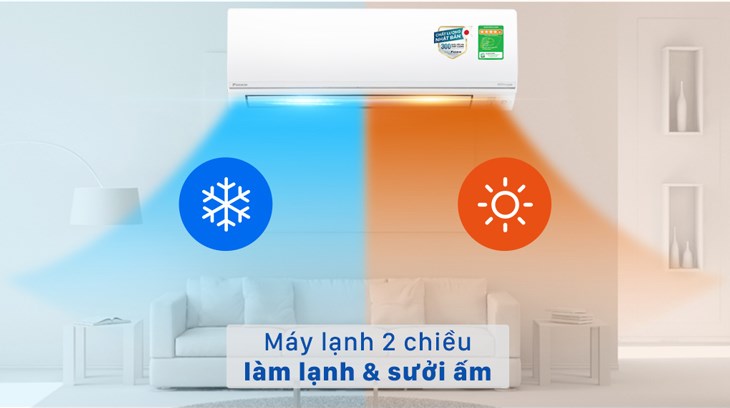 Máy lạnh 2 chiều thích hợp với người dùng sống ở khu vực miền Bắc hay các gia đình có trẻ nhỏ và người lớn tuổi