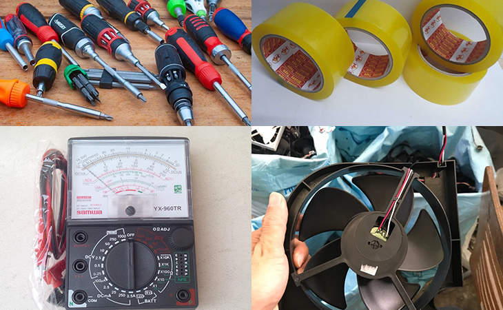 Trước khi tiến hành sửa chữa, bạn cần chuẩn bị một số dụng cụ như băng dính, tua vít,..