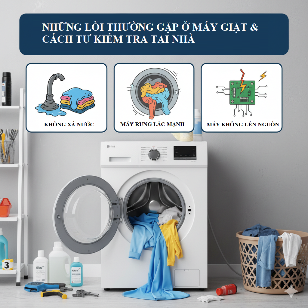 Lỗi thường gặp ở máy giặt và cách tự kiểm tra tại nhà đơn giản