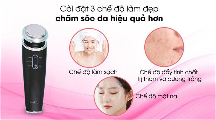 Máy massage mặt đẩy tinh chất Halio Ion Cleansing & Moisturizing Black được tích hợp 3 chế độ làm đẹp là món quà tặng phù hợp cho người yêu dịp 8/3
