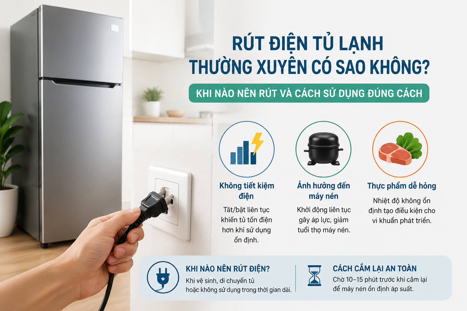 Rút điện tủ lạnh thường xuyên có sao không?