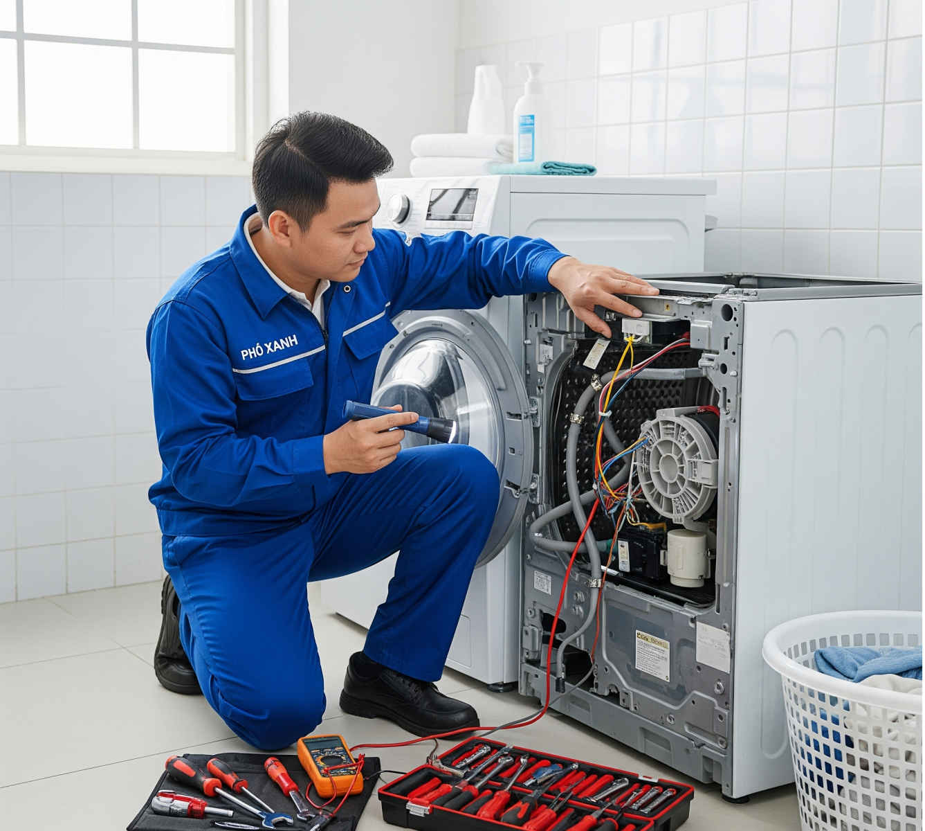 máy giặt không đóng van xả nước 5