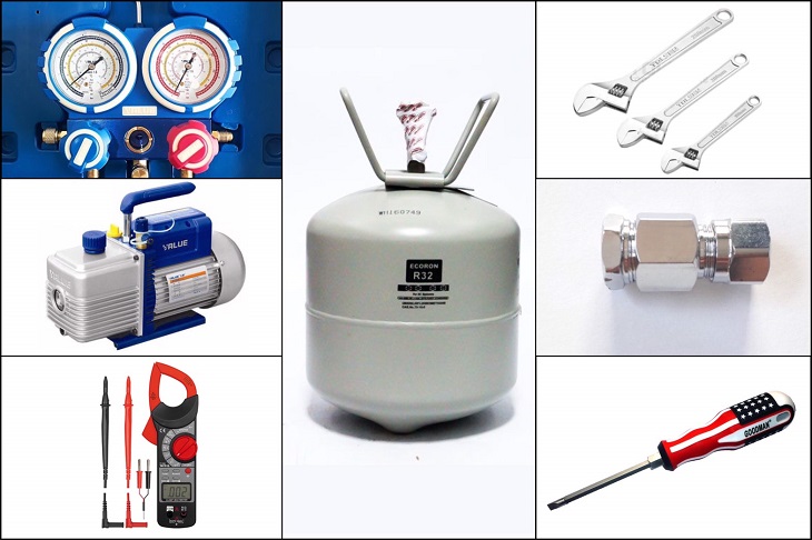 Chuẩn bị dụng cụ trước khi bơm gas máy lạnh