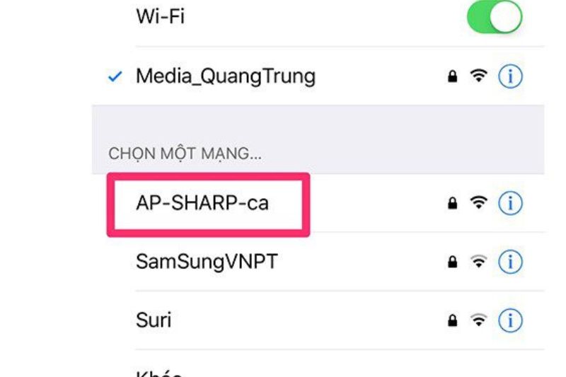 tìm wifi máy lạnh