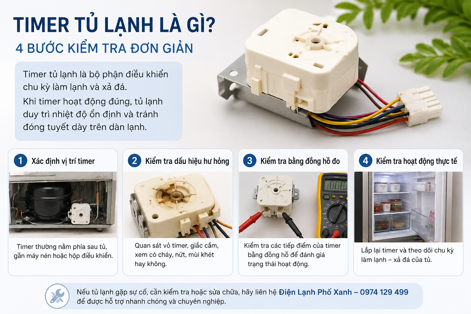 Timer tủ lạnh là gì? 4 bước kiểm tra đơn giản