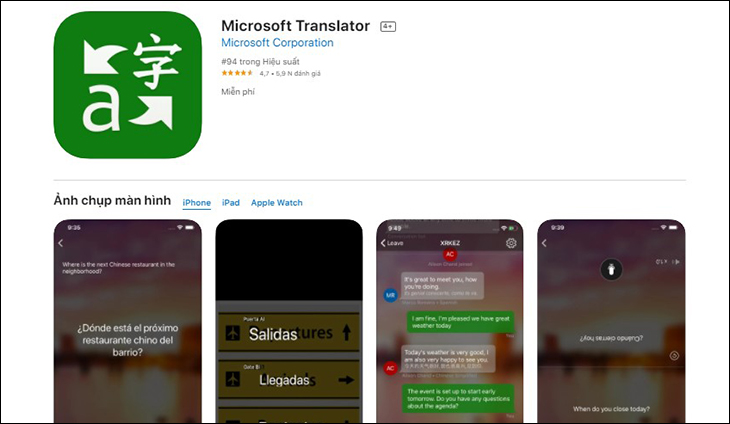 Microsoft Translator dịch ảnh và hội thoại