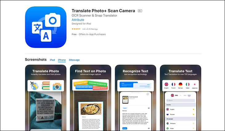 Translate Photo quét và dịch văn bản từ ảnh