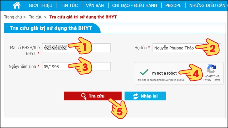 Tra cứu giá trị sử dụng thẻ BHYT