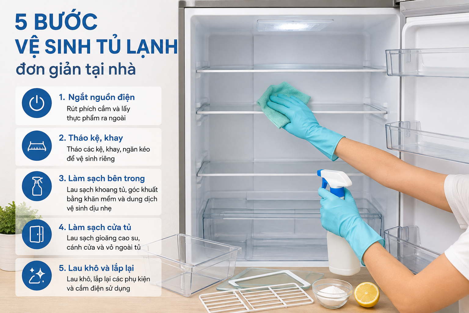 Vệ sinh tủ lạnh tại nhà - 5 bước đúng cách